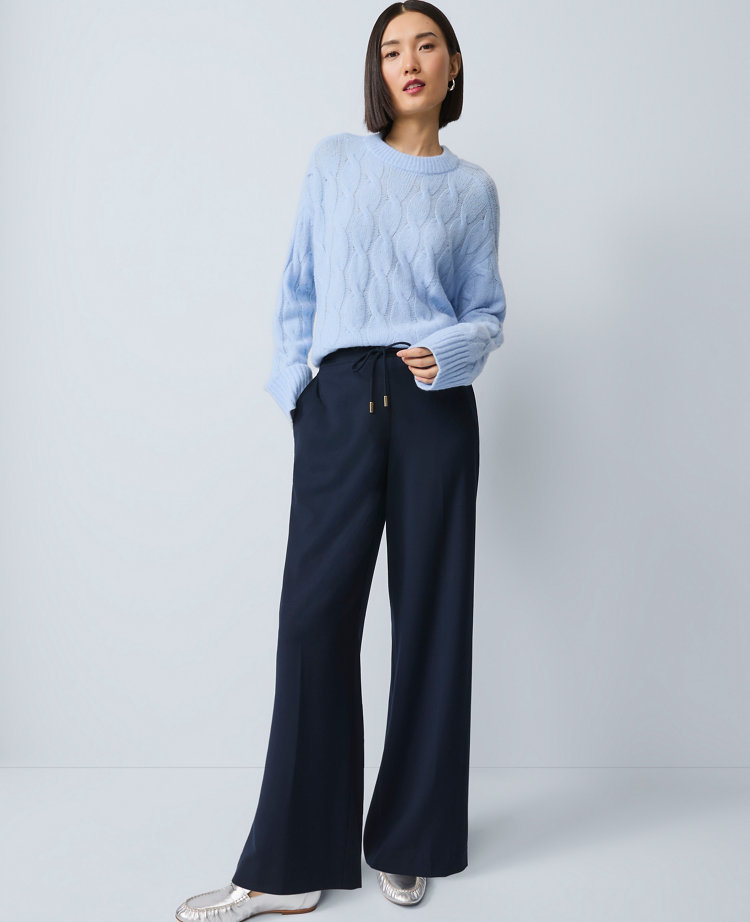 Ann Taylor Wide-leg Jogger Pant In Blue