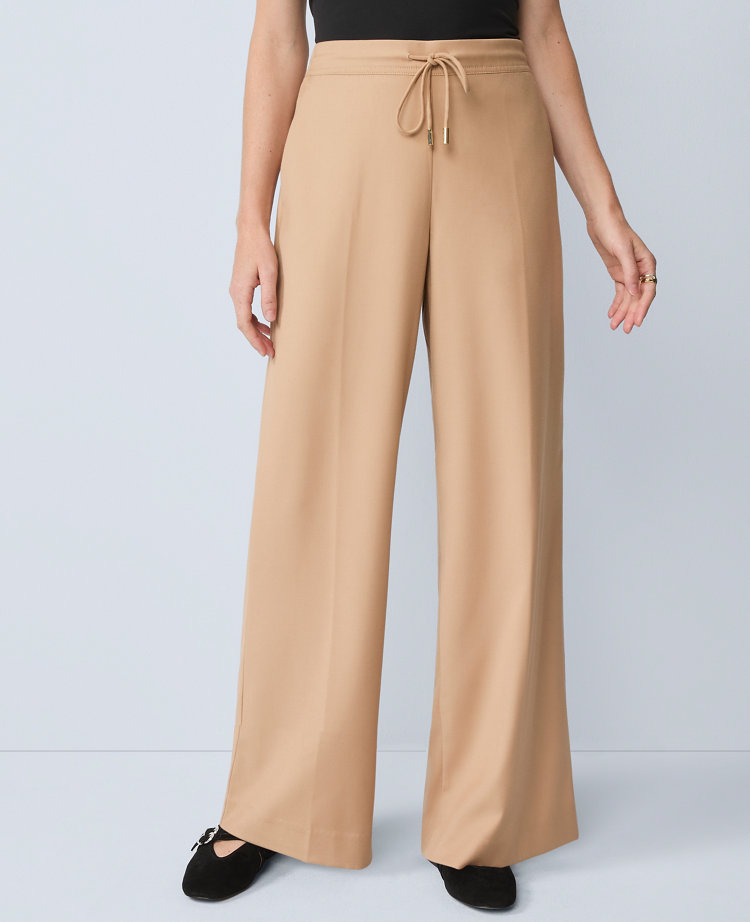 Ann Taylor Wide-leg Jogger Pant In Brown