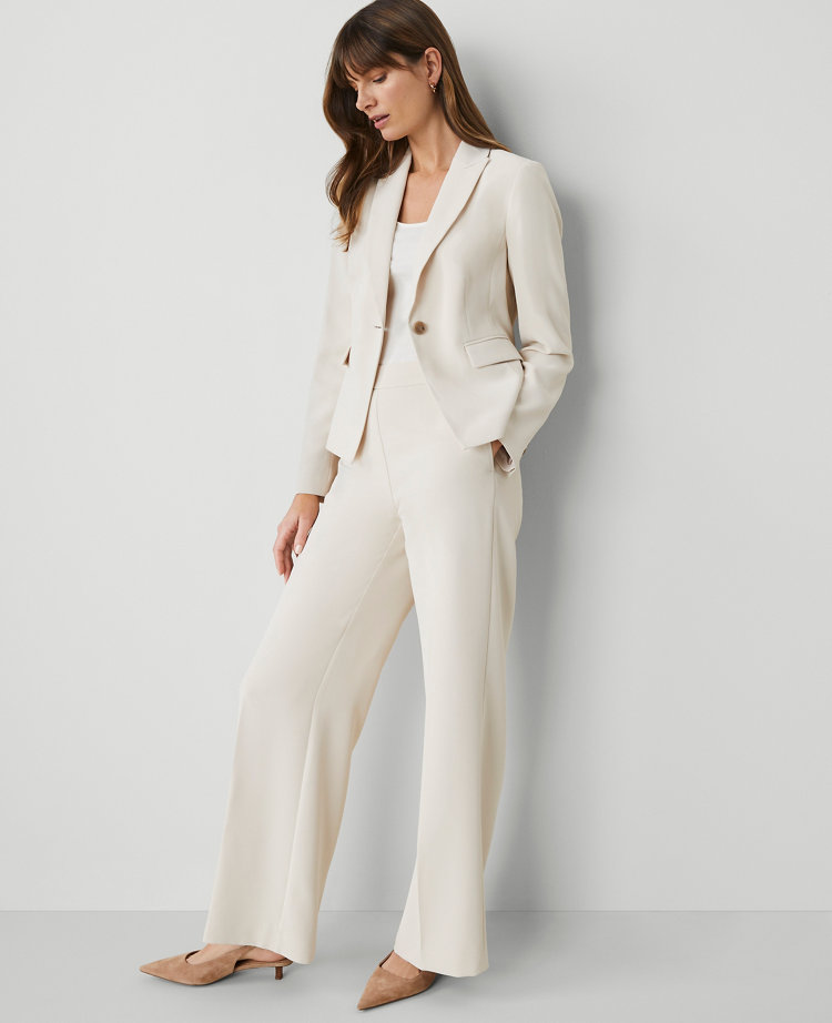 The Petite Shorter One Button Blazer in Fluid Crepe