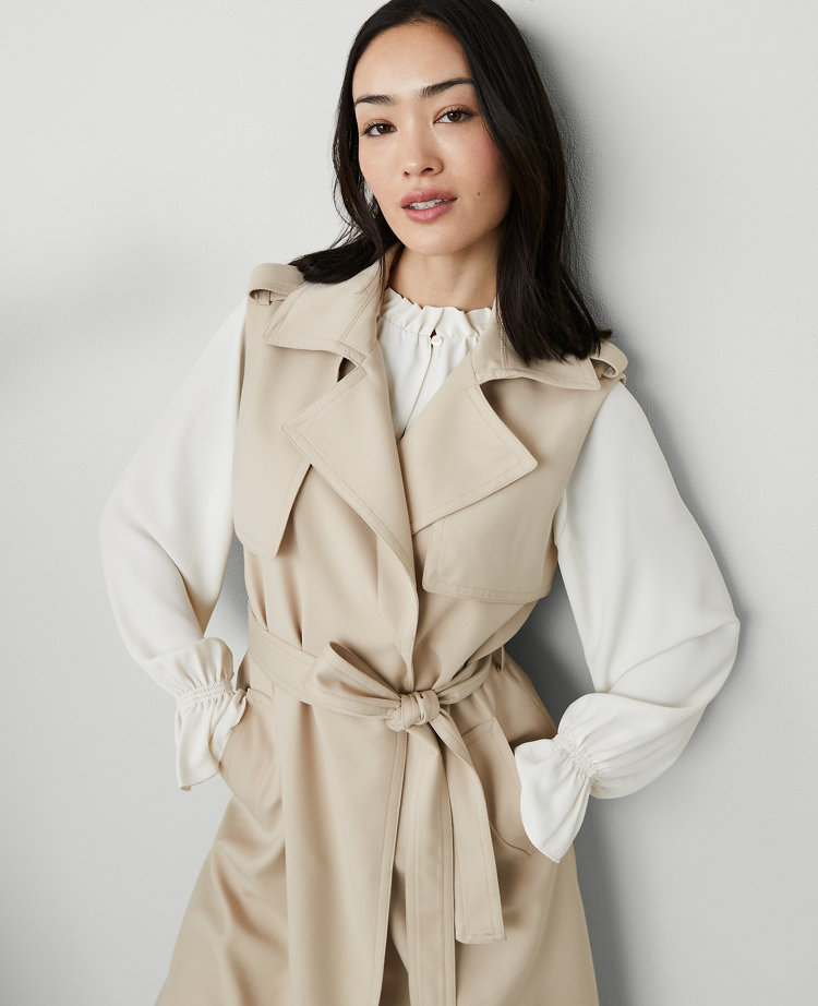 Petite Sleeveless Trench Coat