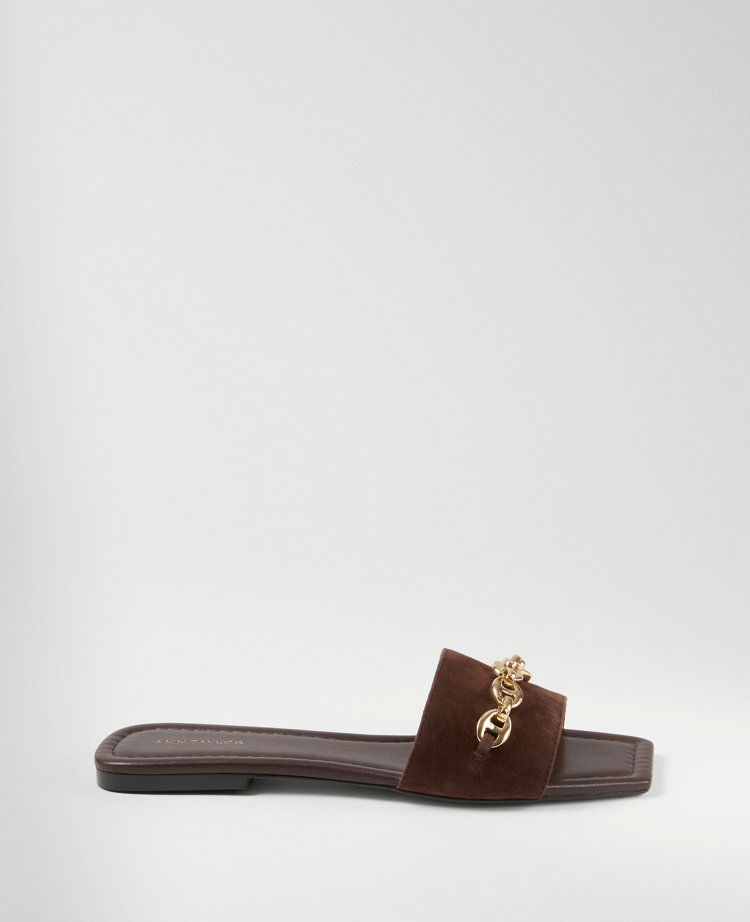 Chain Suede Slide Sandals