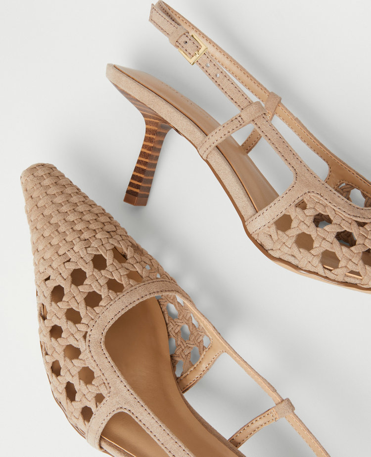 Woven Nip Toe Slingback Pumps