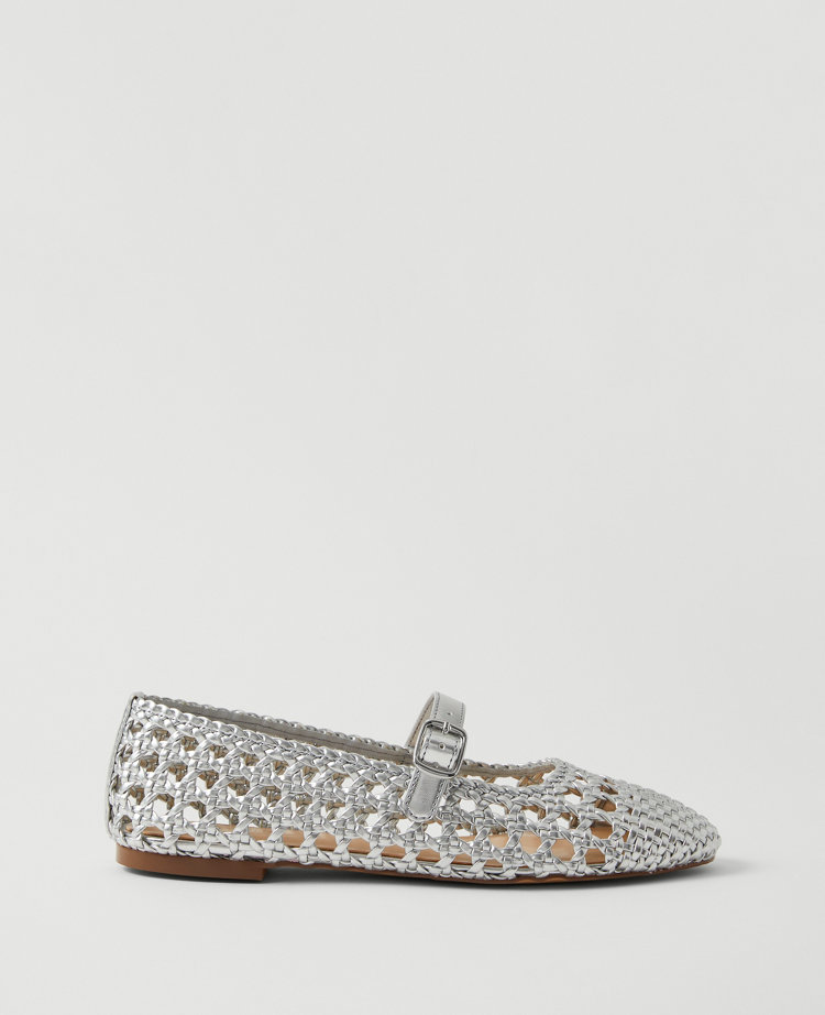 Metallic Woven Mary Jane Ballet Flats