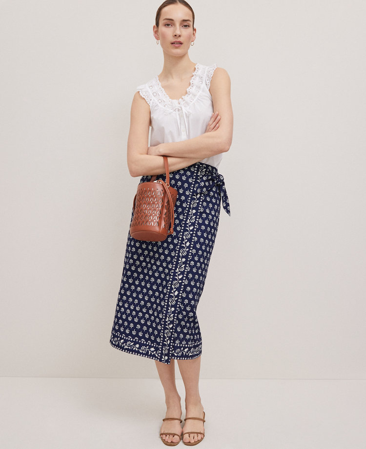Petite Weekend Collection Eyelet Tie Neck Top