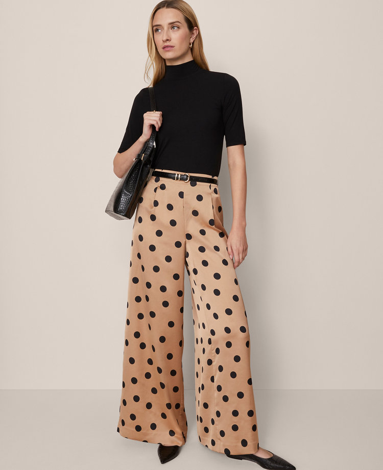 The Dotted Dramatic Wide-Leg Satin Pant