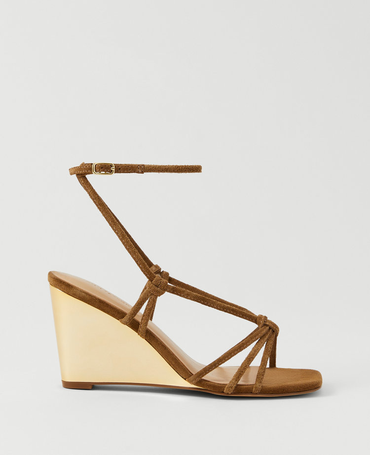 Suede Lace-Up Espadrille Wedge Sandals