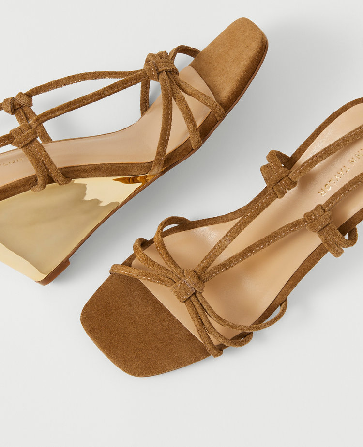 Suede Lace-Up Espadrille Wedge Sandals