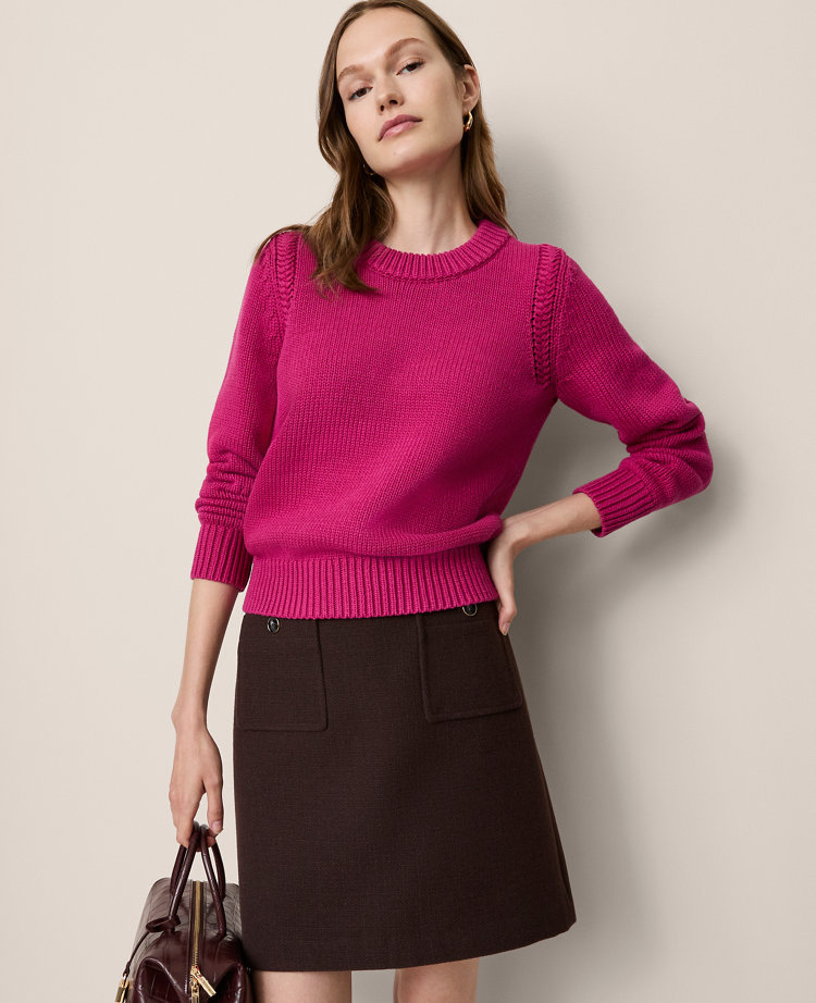 Ann Taylor Chunky Wedge Sweater In Purple