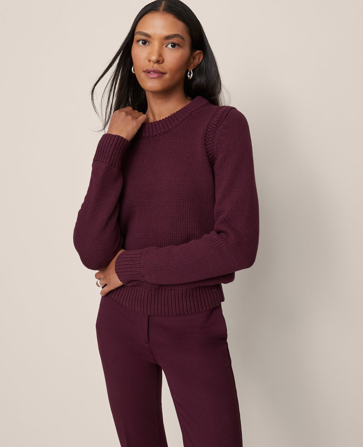 Ann Taylor Chunky Wedge Sweater In Purple