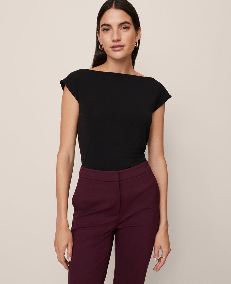 Ann Taylor Weekend Collection Boat Neck Top In Black