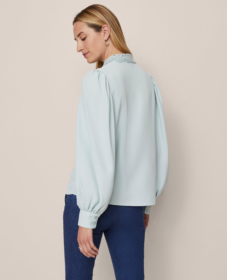 Lace Collar Blouson Sleeve Shirt