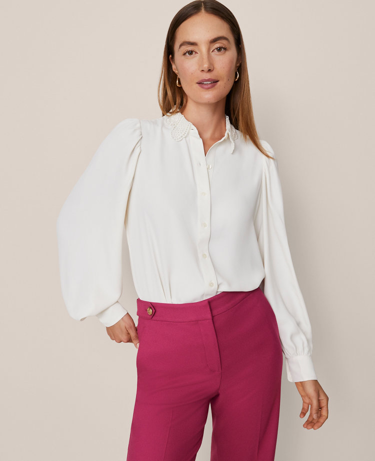 Lace Collar Blouson Sleeve Shirt