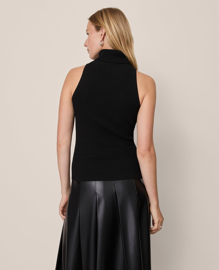Ann Taylor Ribbed Turtleneck Shell Top In Black