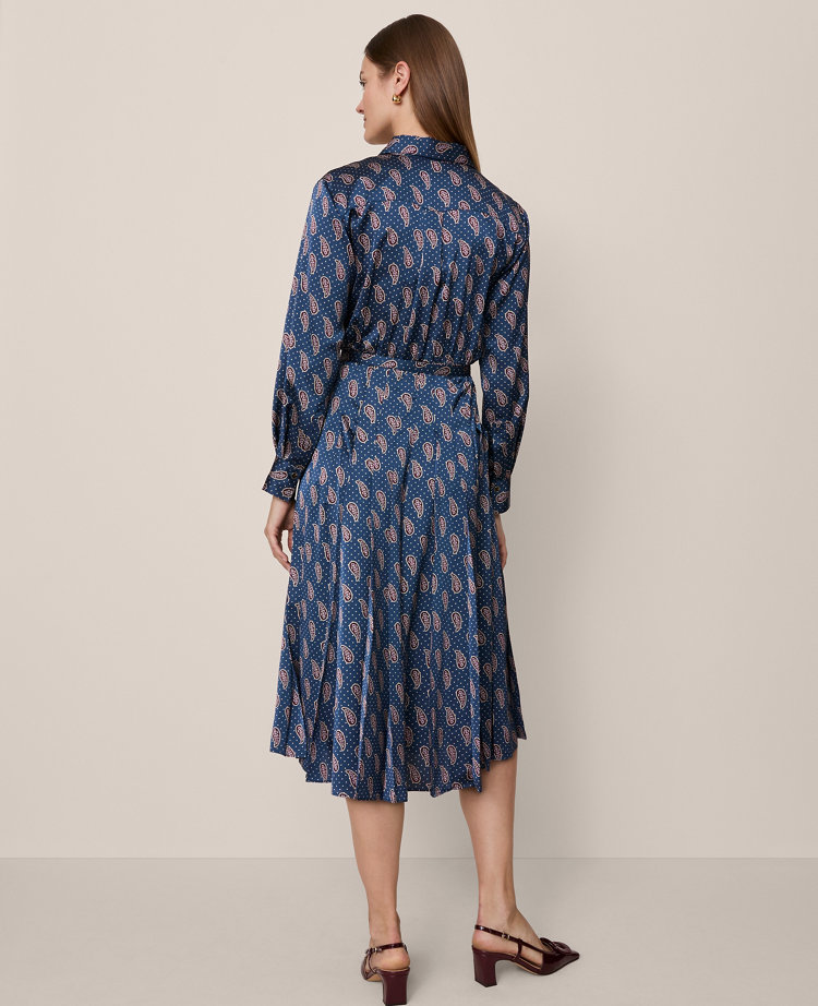 Paisley Pleated Flare Midi Dress