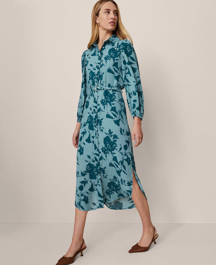 Floral Belted Midi Shirtdress