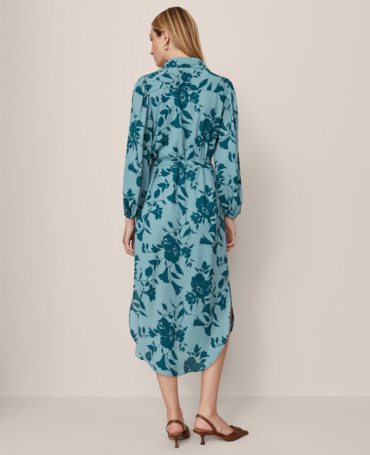 Floral Belted Midi Shirtdress