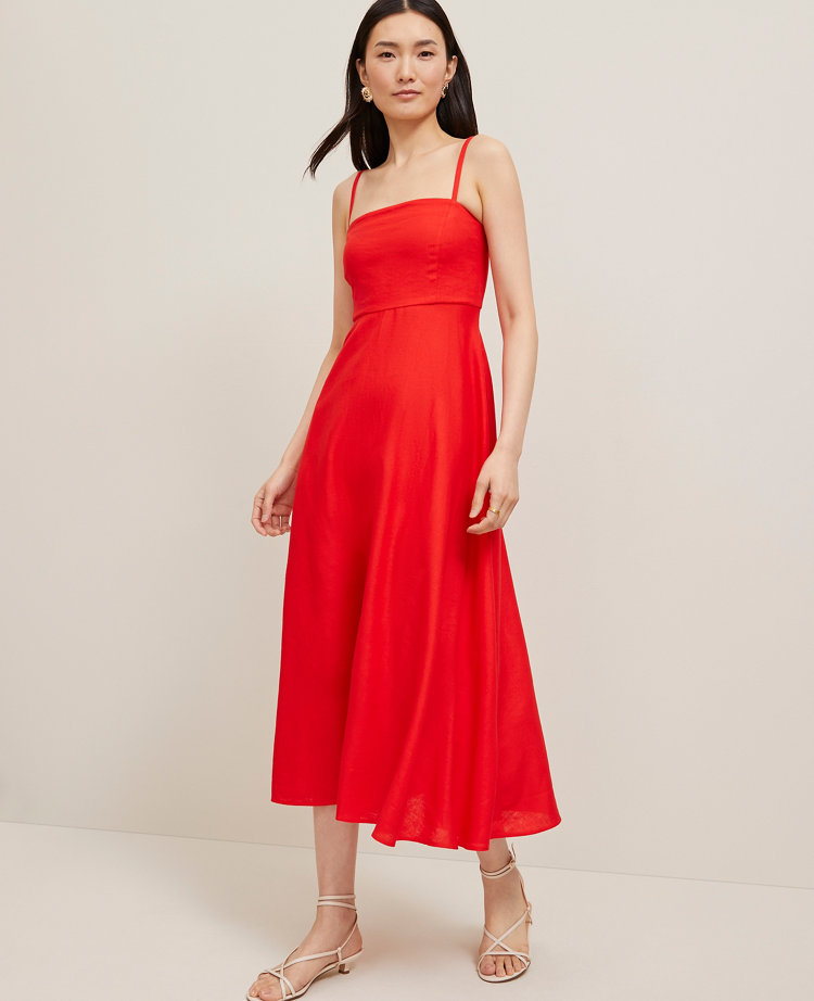 Strappy Linen Blend Flare Dress