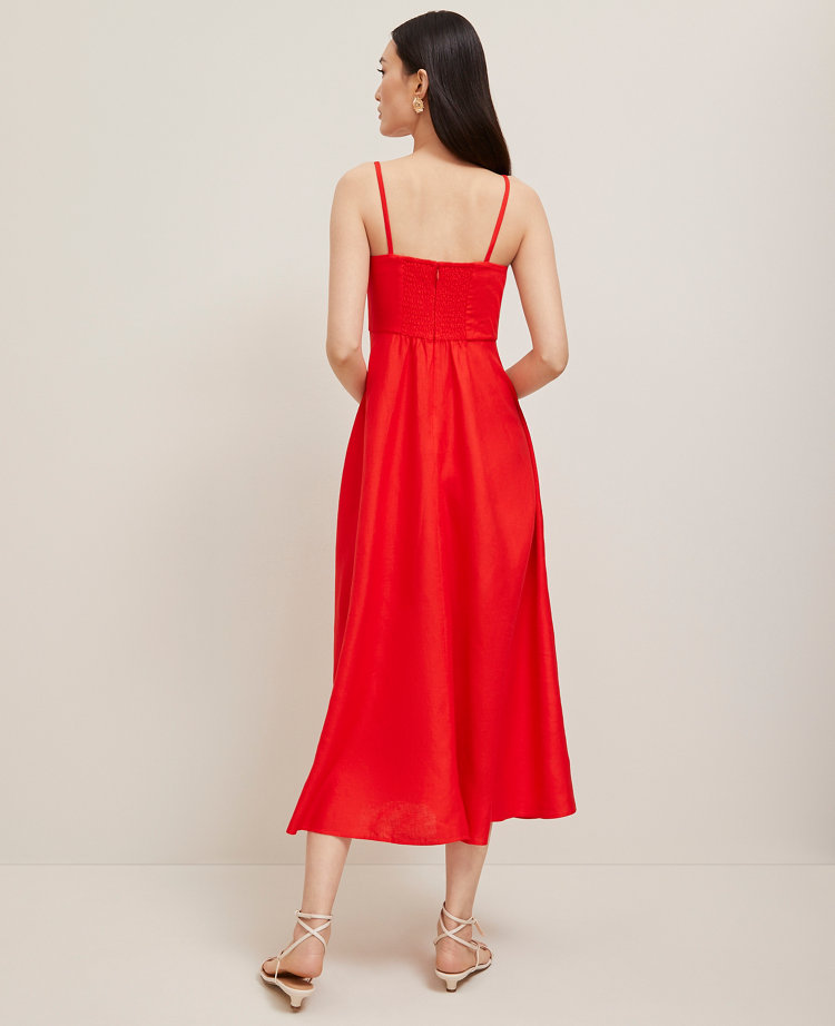 Strappy Linen Blend Flare Dress