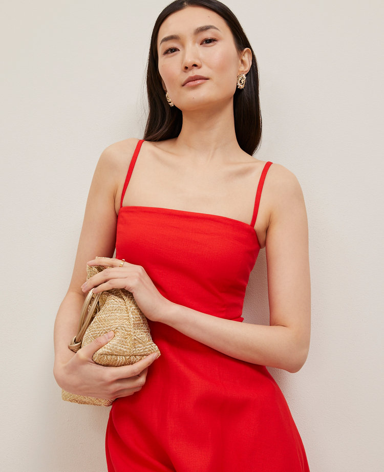 Linen Blend Midi Dress