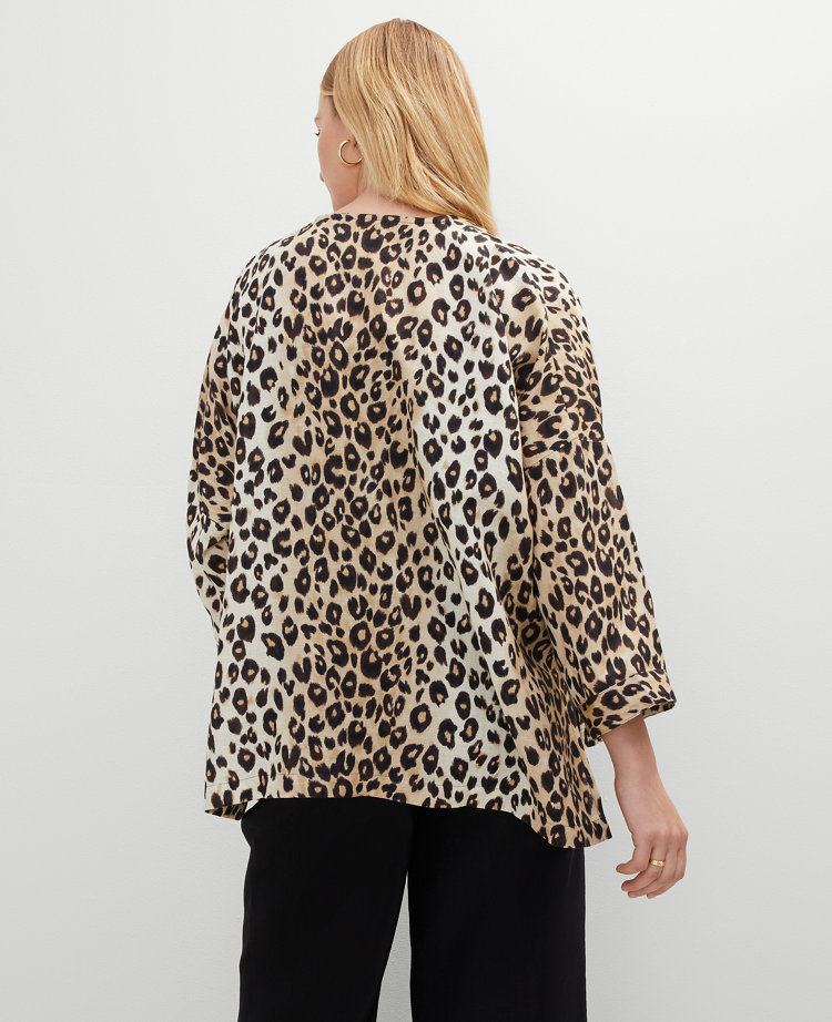 Animal Print Linen Blend Kimono