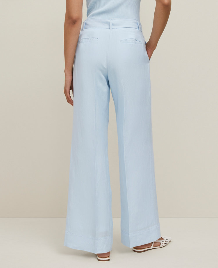 The Petite Belted Wide-Leg Pant in Linen Blend
