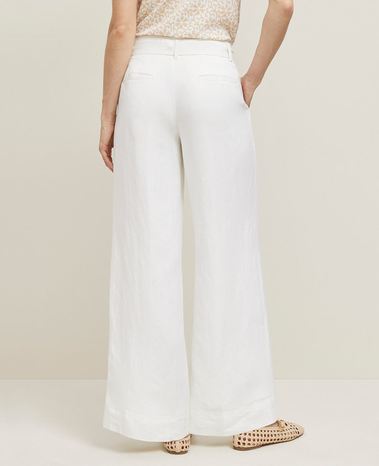 The Petite Belted Wide-Leg Pant in Linen Blend