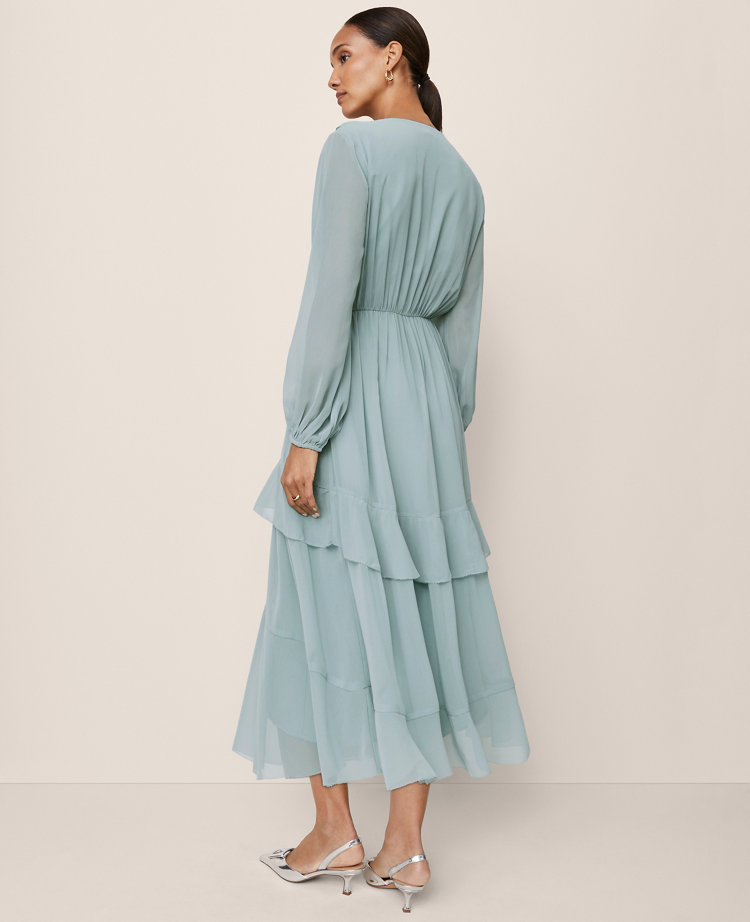 Tie Neck Ruffle Maxi Dress