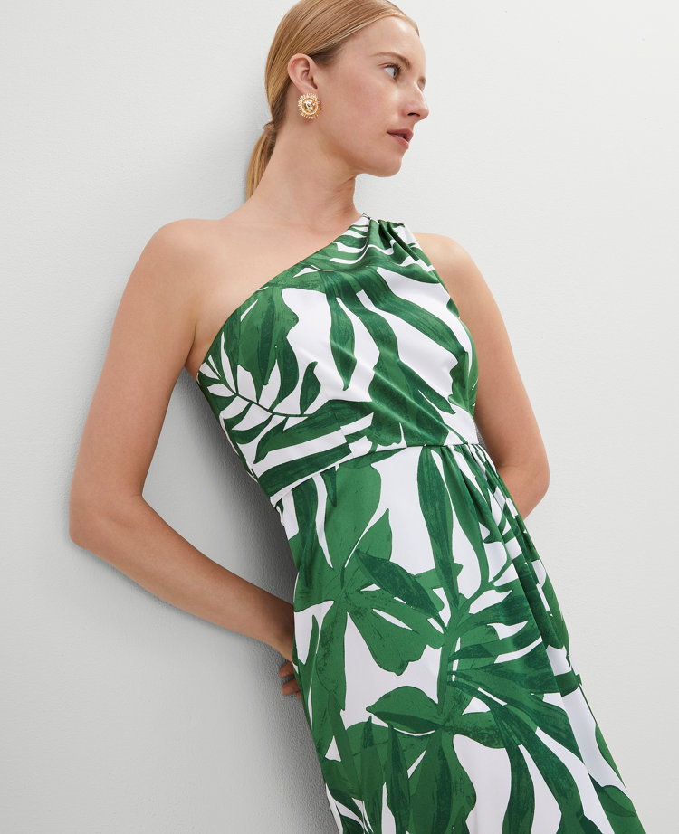 Satin One Shoulder Midi Dress