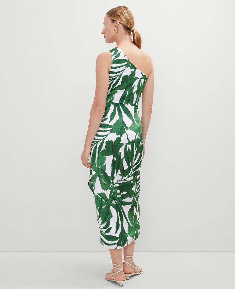 Satin One Shoulder Midi Dress