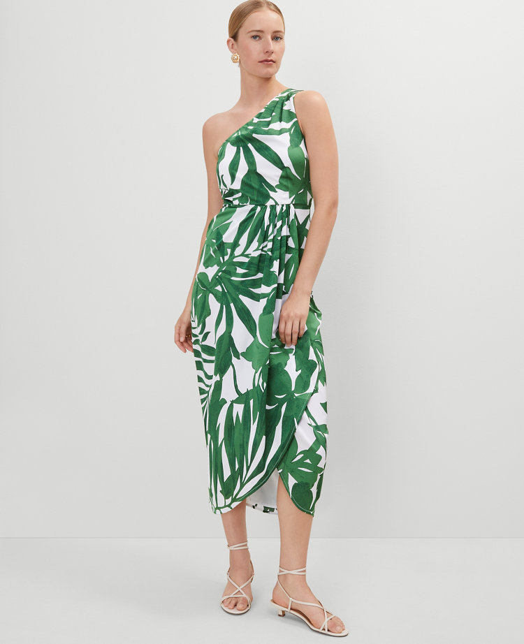 Satin One Shoulder Midi Dress