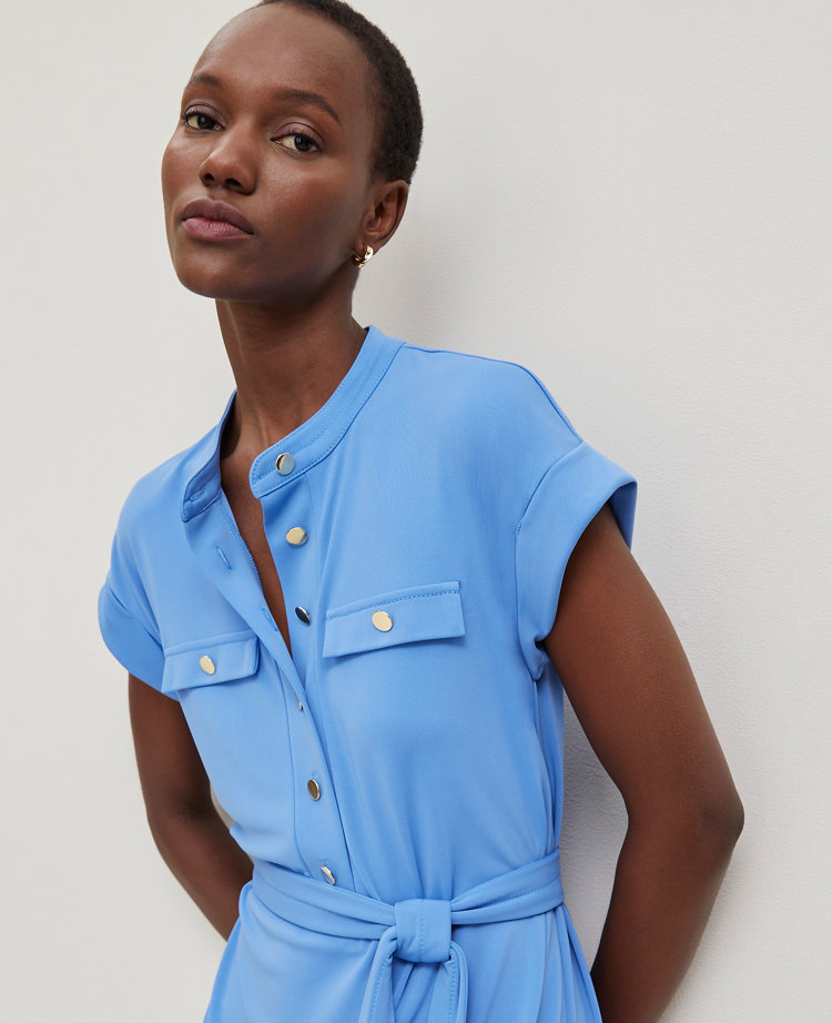 Petite Belted Knit Shirtdress