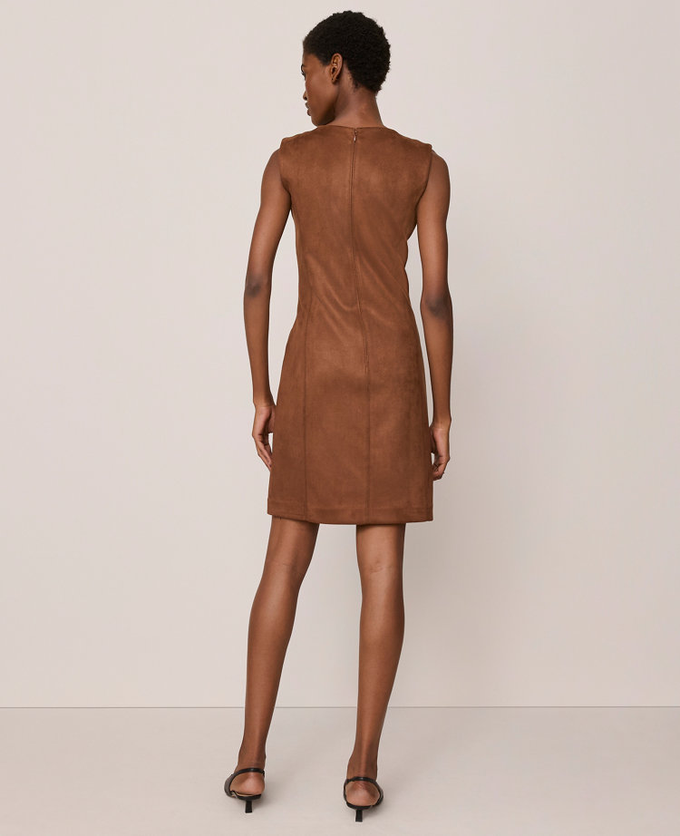 Faux Suede Seamed Sheath Dress