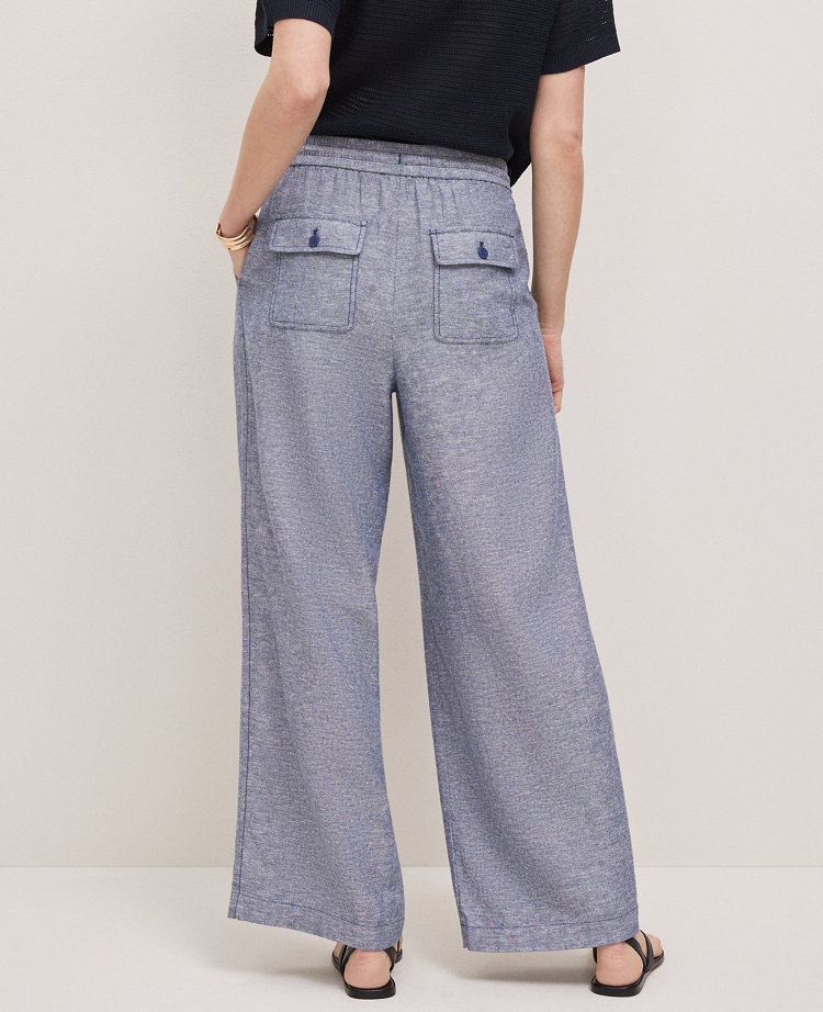 Petite Weekend Collection Pull-On Wide-Leg Pant in Linen Blend