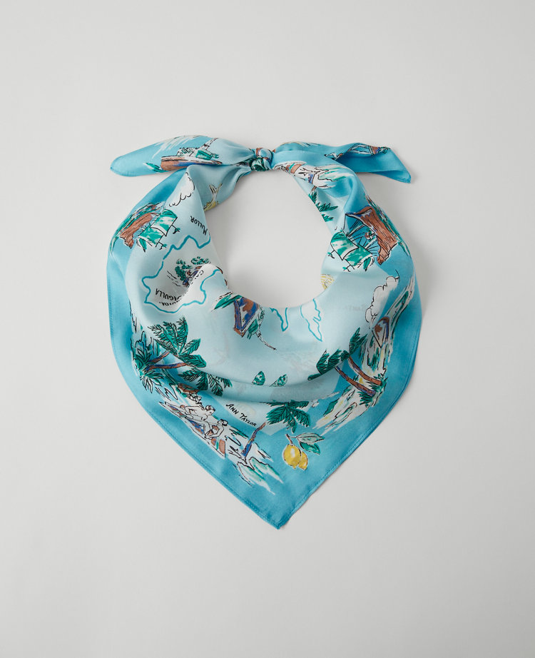 Map Silk Little Scarf