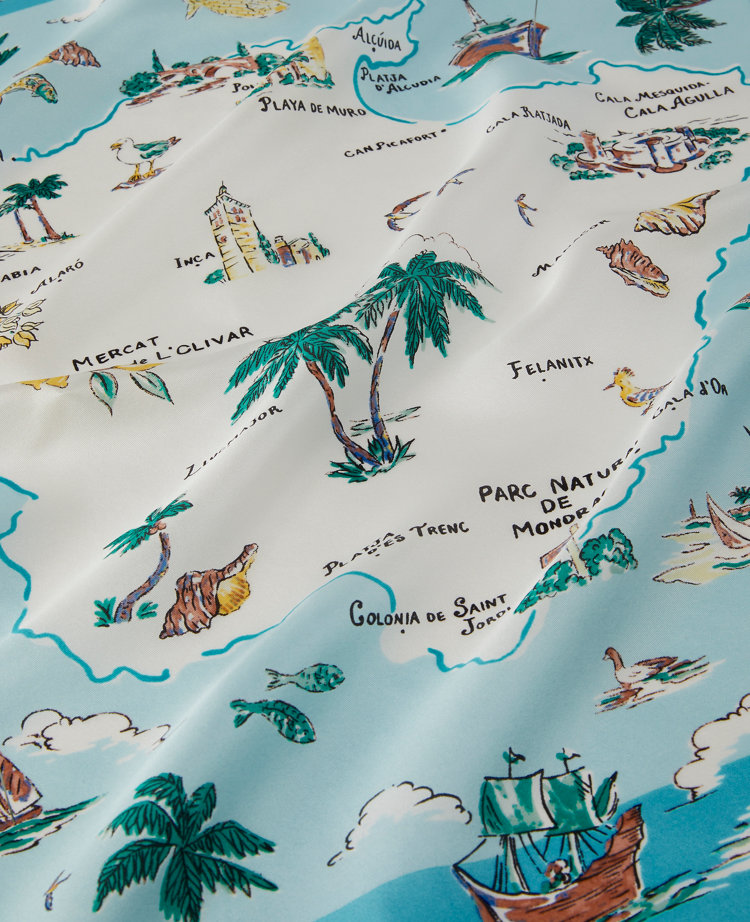 Map Silk Little Scarf