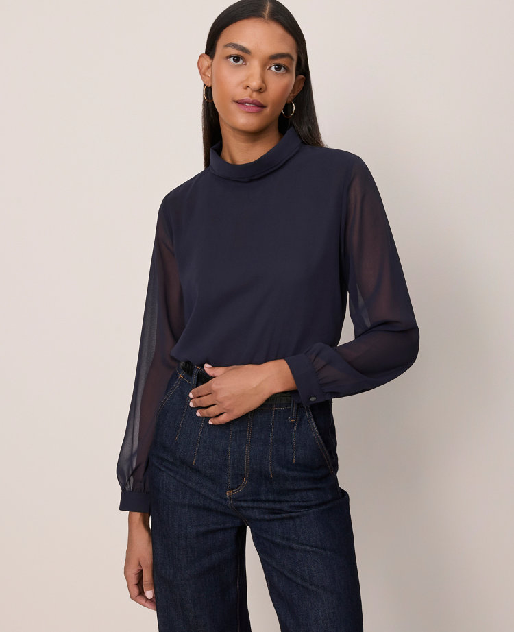 Mock Neck Blouse