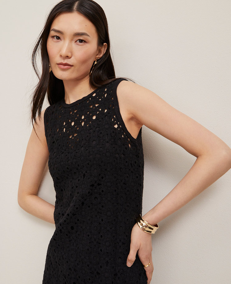 Petite Crochet Midi Sweater Dress