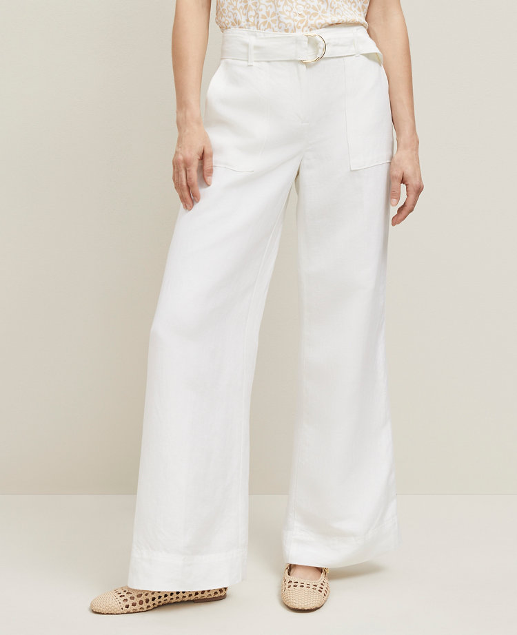 The Belted Wide-Leg Pant in Linen Blend — Curvy Fit