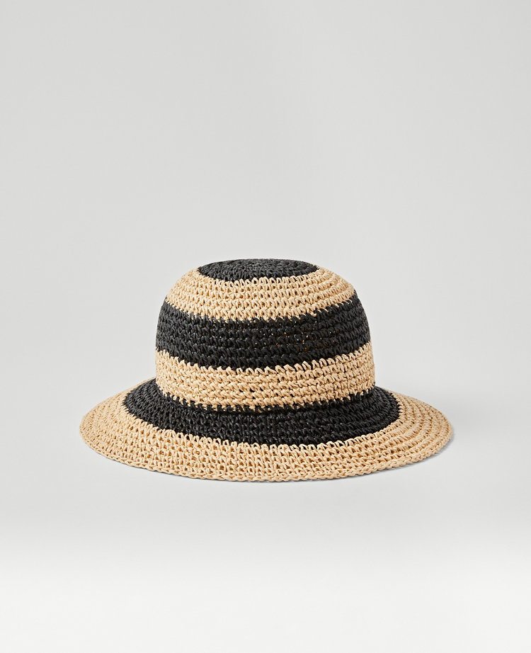 Striped Straw Bucket Hat