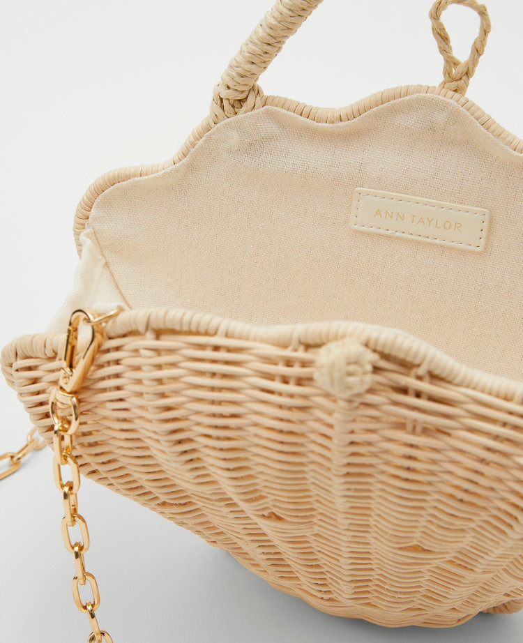 Wicker Shell Clutch Bag