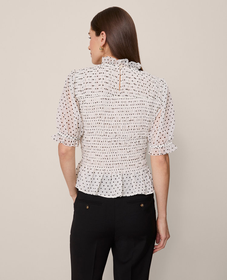Dotted Smocked Top