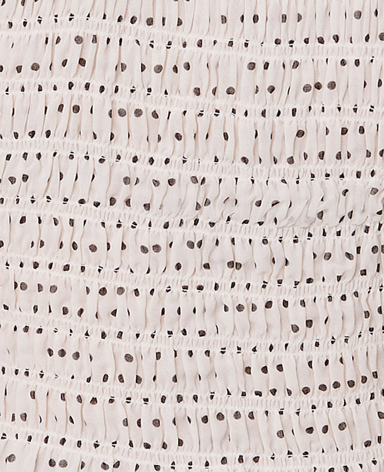 Ann Taylor Dotted Smocked Top Winter White Women's