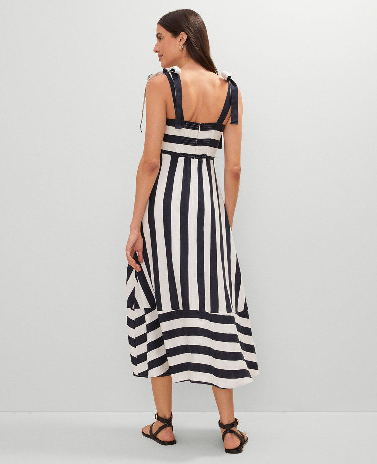 The Weekend Collection Striped Linen Blend Midi Dress