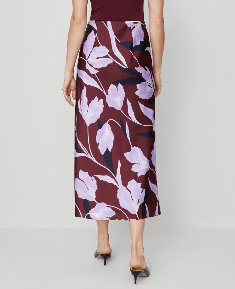 Floral Satin Bias Slip Skirt
