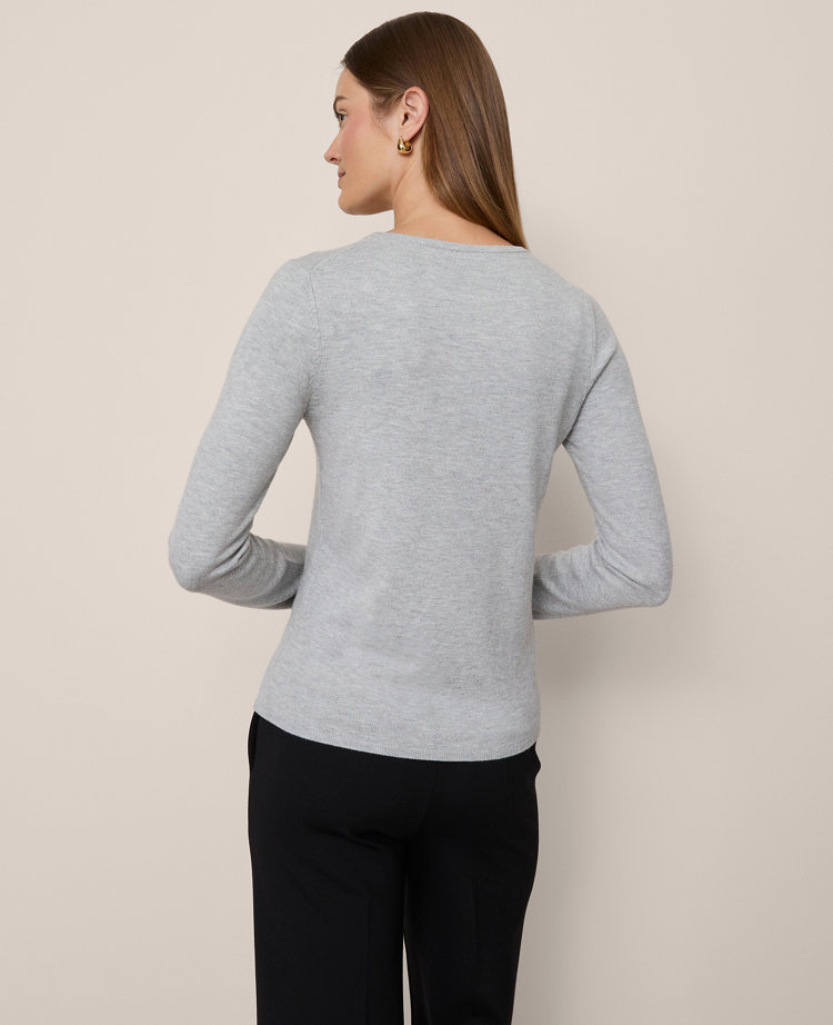 Ann Taylor Essential Crew Neck Sweater In Gray
