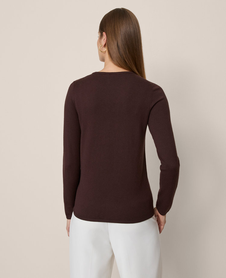Ann Taylor Essential Crew Neck Sweater In Brown