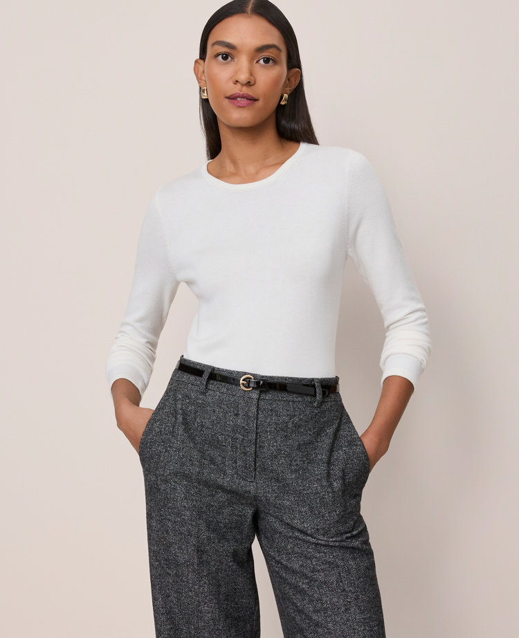 Ann Taylor Essential Crew Neck Sweater In White