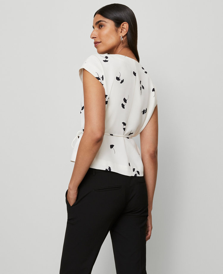 Floral Wrap Tie Waist Blouse