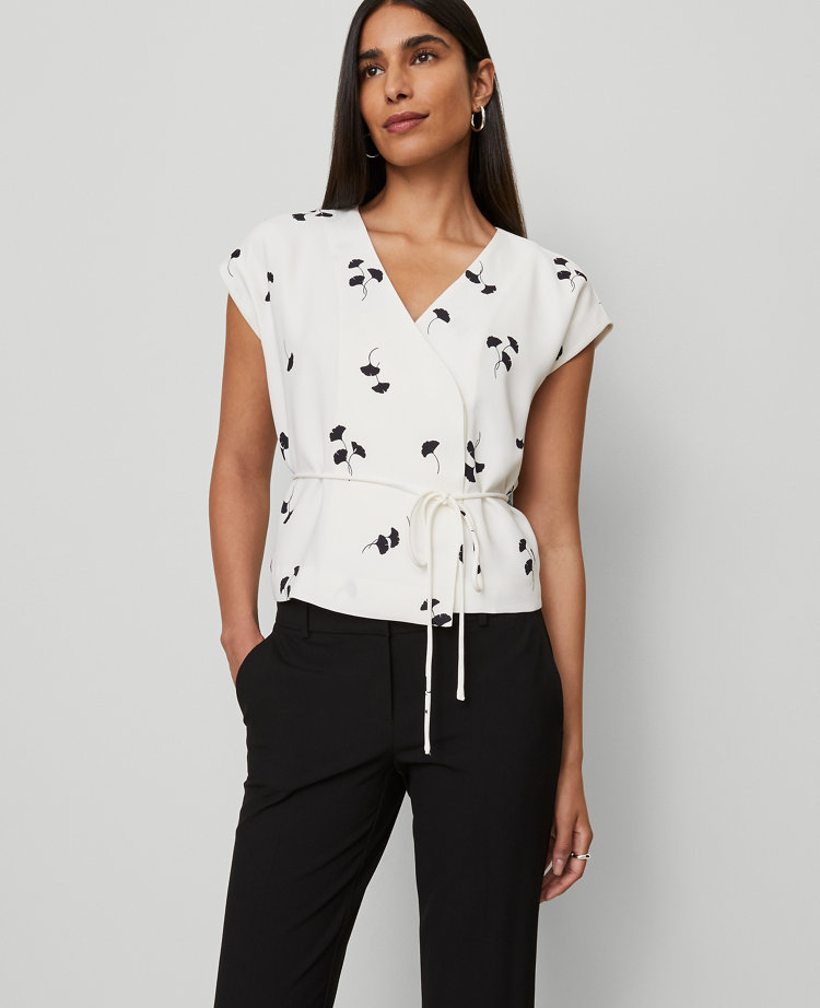 Floral Wrap Tie Waist Blouse