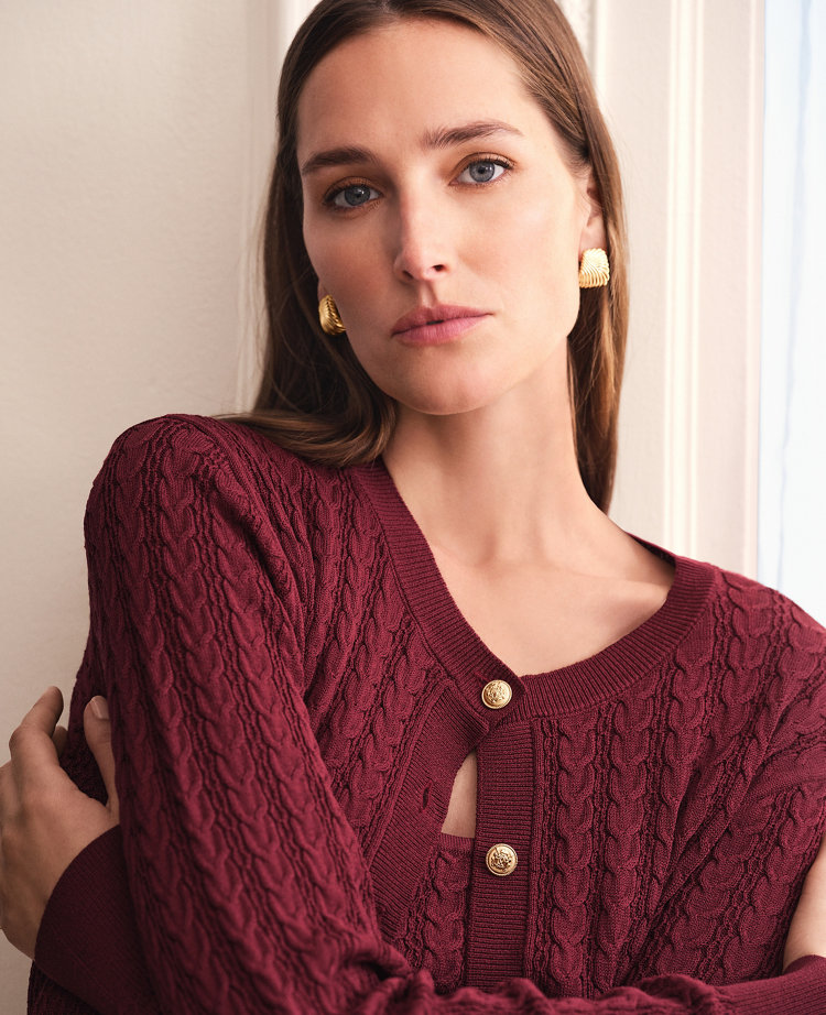 Mixed Cable Wedge Cardigan
